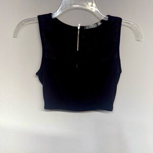 3/$20 Easel Black Sleeveless crop Top with cutout front